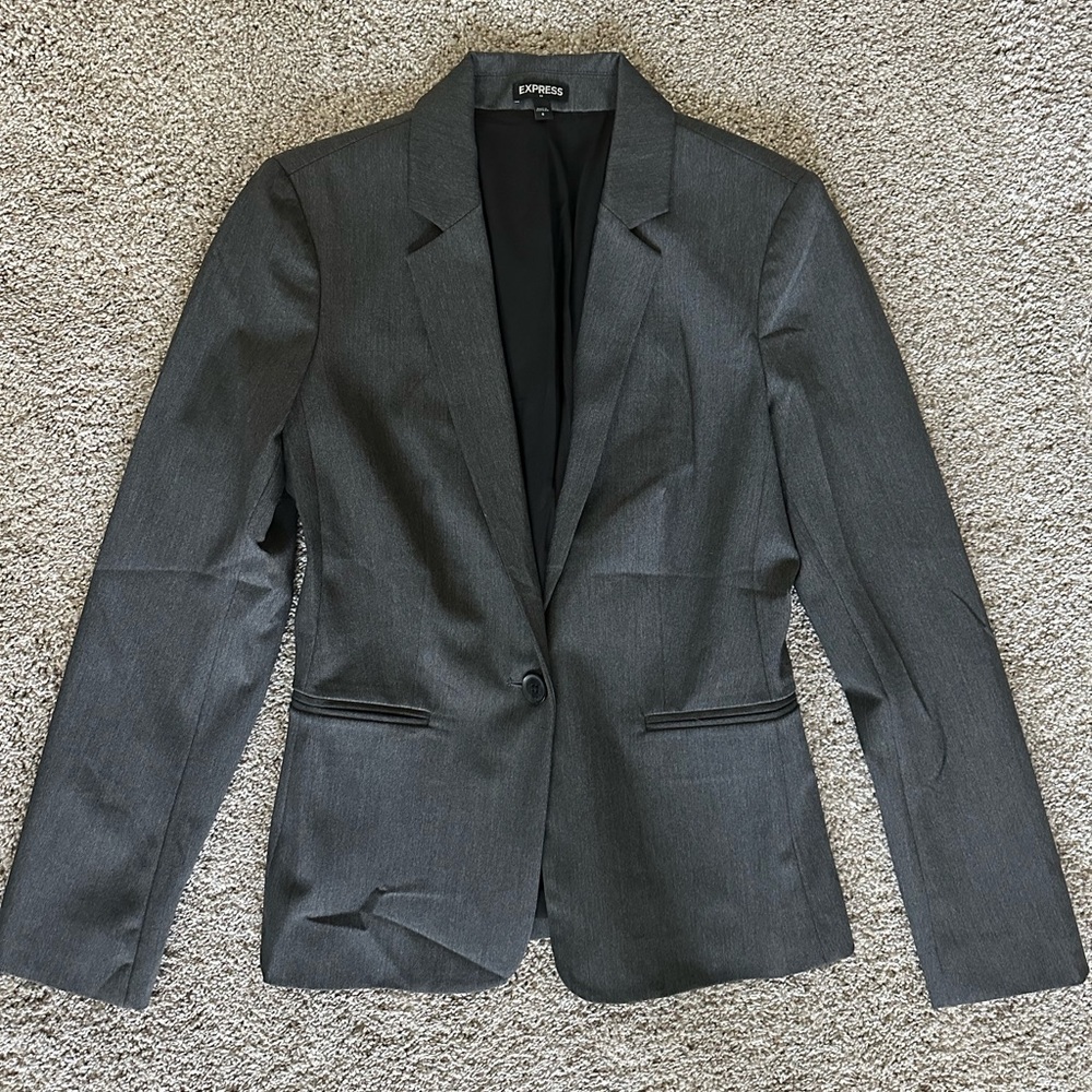 Dark Gray Express Work Blazer Jacket Size 6 EUC